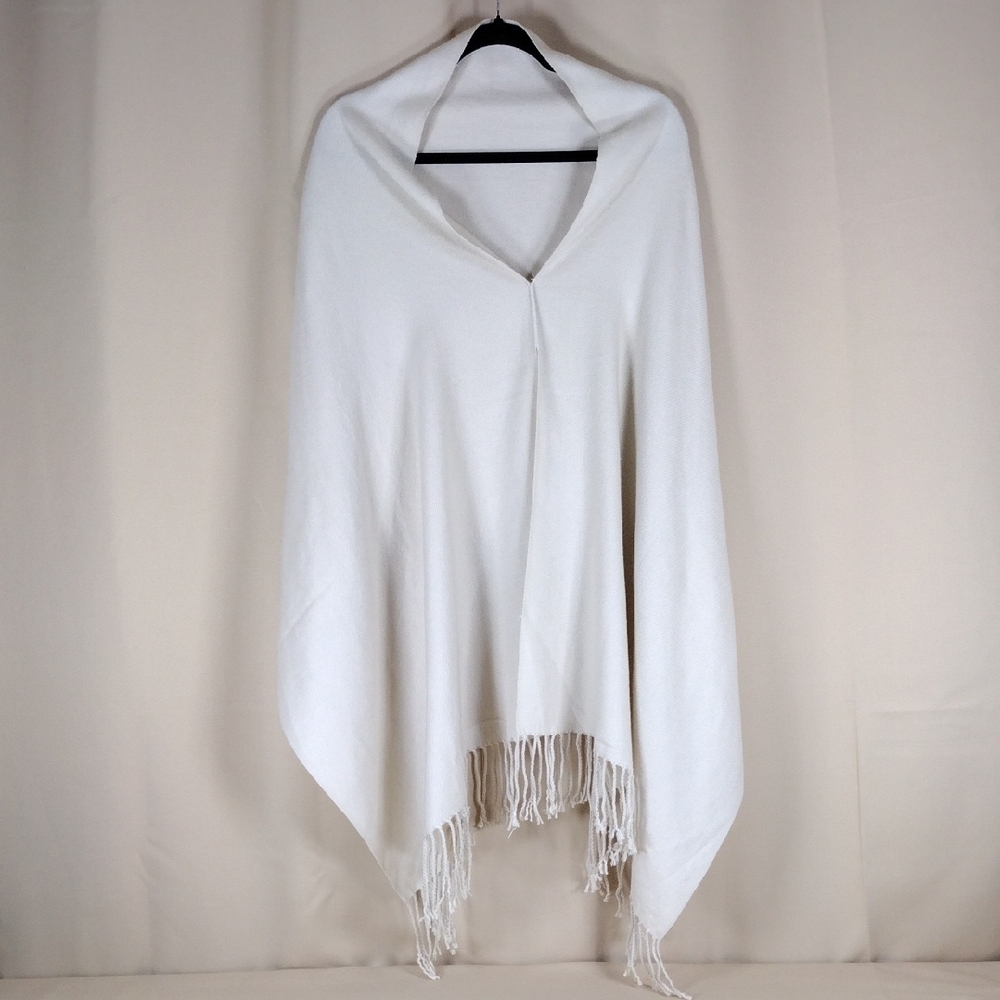White Women’s Shawl Scarf Cream Beige Fringe Boho Flowy Casual Fall Layering